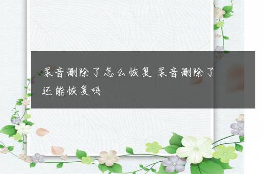 录音删除了怎么恢复 录音删除了还能恢复吗