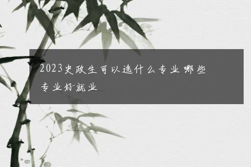 2023史政生可以选什么专业 哪些专业好就业