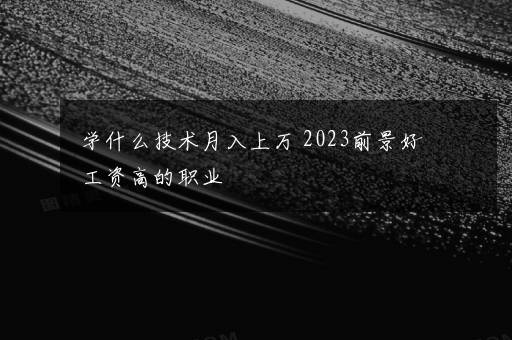 学什么技术月入上万 2023前景好工资高的职业