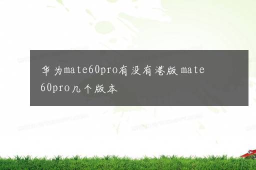 华为mate60pro有没有港版 mate60pro几个版本