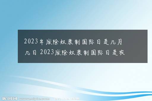 2023年废除奴隶制国际日是几月几日 2023废除奴隶制国际日是农历几号