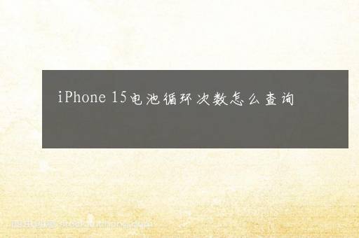 iPhone 15电池循环次数怎么查询