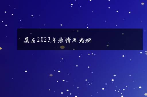 属龙2023年感情及婚姻