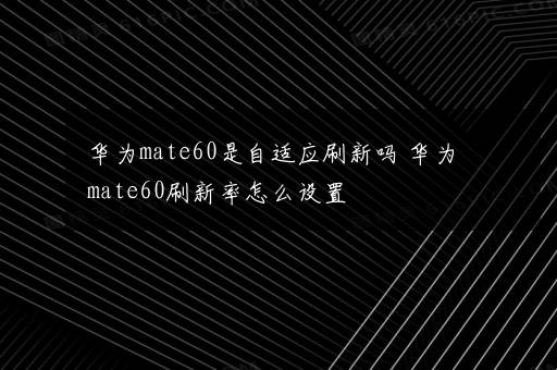 华为mate60是自适应刷新吗 华为mate60刷新率怎么设置