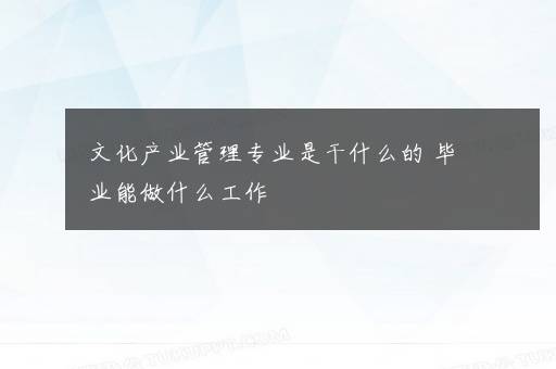 文化产业管理专业是干什么的 毕业能做什么工作