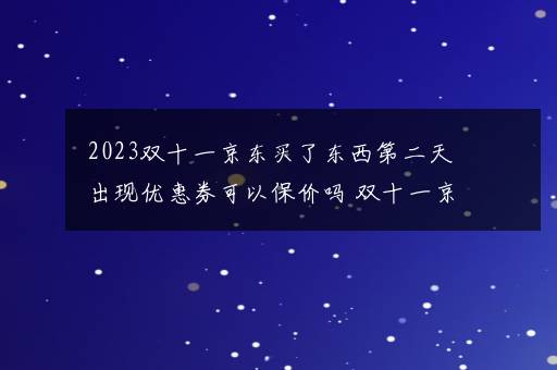 2023双十一京东买了东西第二天出现优惠券可以保价吗 双十一京东买了东西第二天出现优惠券怎么办