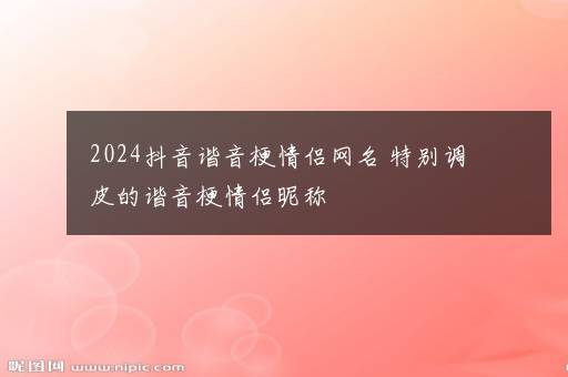 2024抖音谐音梗情侣网名 特别调皮的谐音梗情侣昵称