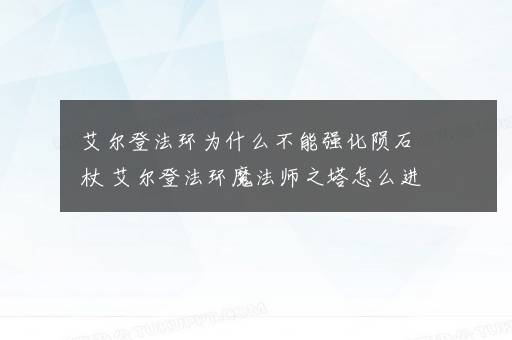 艾尔登法环为什么不能强化陨石杖 艾尔登法环魔法师之塔怎么进