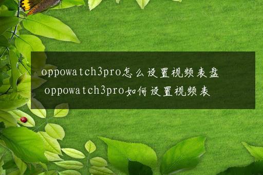 oppowatch3pro怎么设置视频表盘 oppowatch3pro如何设置视频表盘