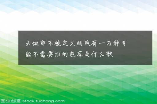 去做那不被定义的风有一万种可能不需要谁的包容是什么歌