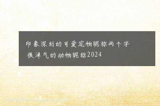 印象深刻的可爱宠物昵称两个字 很洋气的动物昵称2024