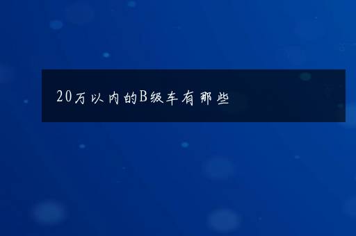 20万以内的B级车有那些