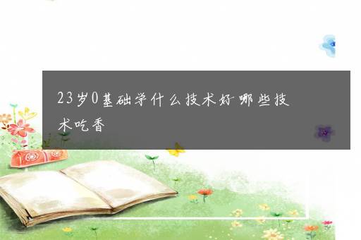 23岁0基础学什么技术好 哪些技术吃香