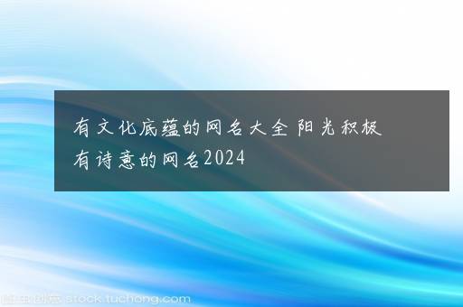 有文化底蕴的网名大全 阳光积极有诗意的网名2024