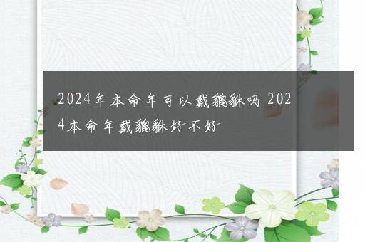 2024年本命年可以戴貔貅吗 2024本命年戴貔貅好不好