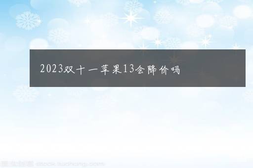 2023双十一苹果13会降价吗